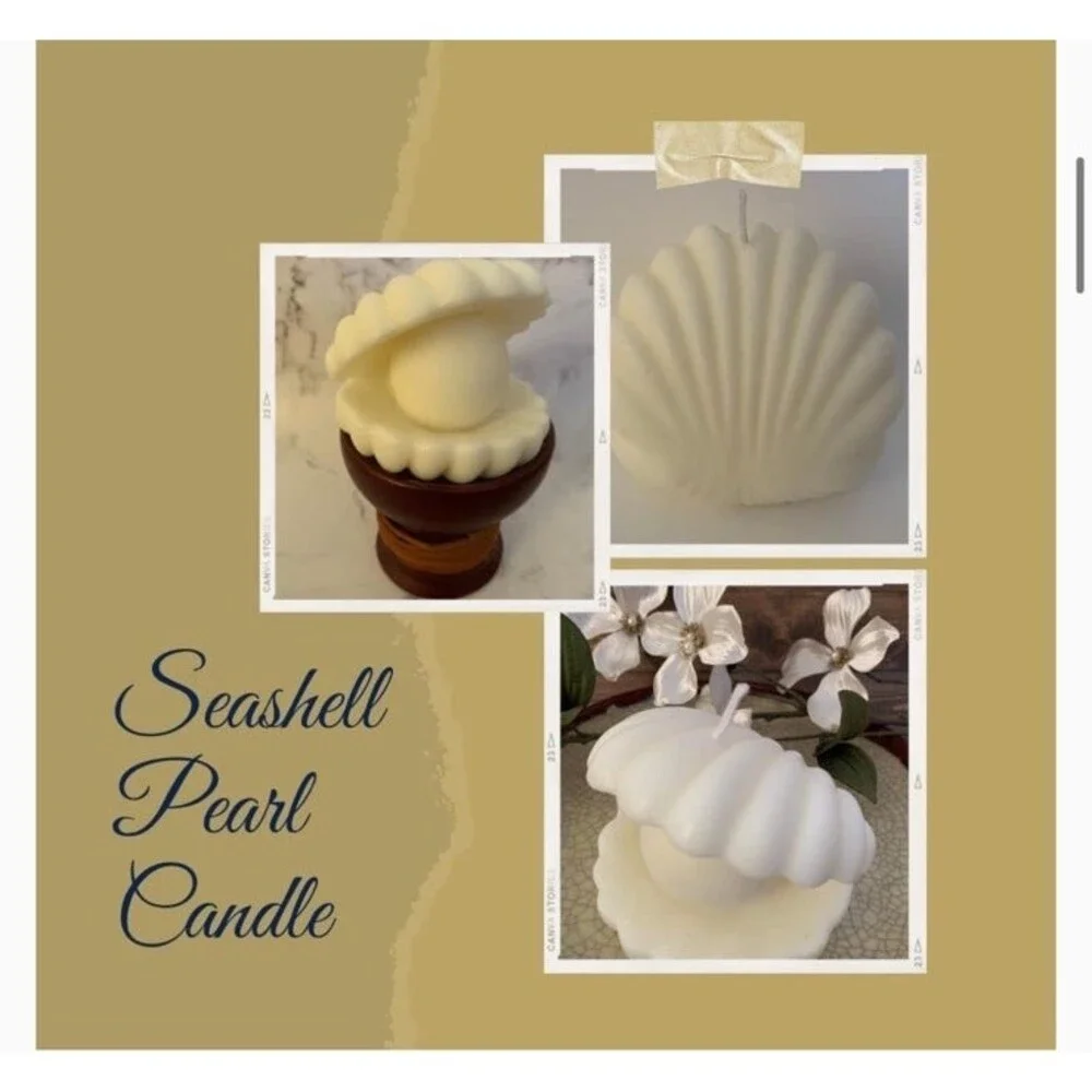 Lavender Candle Seashell Large Aromatherapy Seashell Oyster Pearl Candle XL